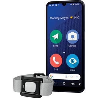Doro 8210 Secure smartphone + Kropsbåren alarmknap, blå (oplader medfølger ikke) ➞ På lager - klar til levering