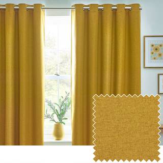 Furn furn. Mustard Dawn 100% Blackout Thermal Eyelet Curtains