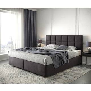 Boxspringbett Dream-Fine 180x200 cm Mikrofaser Schwarz mit Matratze und Topper