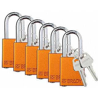 Brady Safety Lockout h?ngel?s -s?t - 6 Pack - Orange - B?de Safety Lockout h?ngel?s - 2 n?gler pr. L?s - SDAL -ORG -38ST -KA6