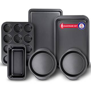Bagesæt - 6 stykke - Deluxe Non Stick Black Coating Inde og Outside - Carbon Steel Bakeware Set - PFOA PFOS og PTFE Free af Bakken