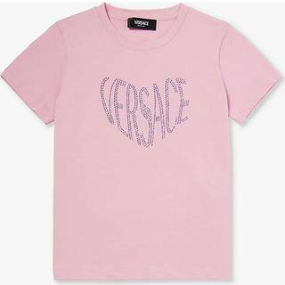 Versace Kids Logo embellished cotton jersey T-shirt - pink - Y 4
