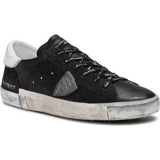Philippe Model Prsx Low Top Leather Sneakers Black/Silver