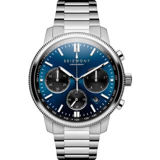 Chronum | Sølvfarvet & Blåt Rustfri Stål Kronograf Ur