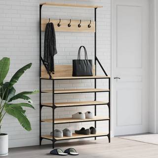 tøjstativ med skoopbevaring 90x34x184 cm sonoma-eg