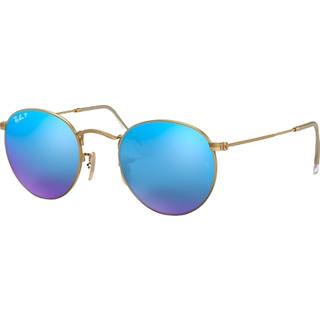 Ray - Ban Mand RB3447 ROUND METAL 112/4L Solbriller Metal Guld Blå Rund Polariseret
