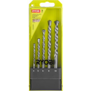 Ryobi Betonbor sæt 5 stk； Ø 4, 5, 6, 8 og 10 mm x 1 stk hver. - RAK05MD ✓ På lager - klar til levering og afhentning