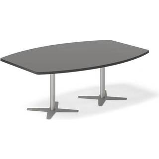 Office konferencebord bådformet 200x120cm antracit med sølv stel