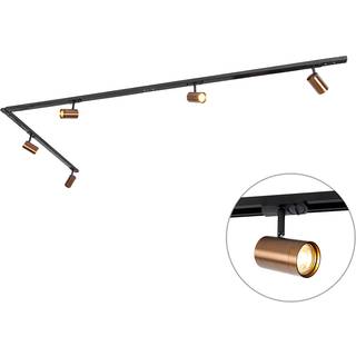 Moderne 1-faset skinnesystem med 5 mørke bronze spots - Jeana