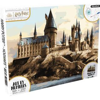 Harry Potter Hogwarts mal med tal håndværkssæt: Færdigt lærred i 16x20, træramme, 24 malingfarver, pensler - Officielt licenseret