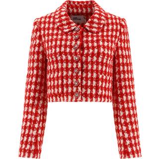 Self-Portrait Houndstooth bouclÃ© jacket - red - XXS