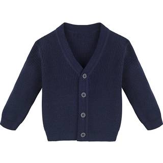 Lilax baby drenge grundlæggende langærmet V-hals klassisk strik cardigan sweater (marineblå 9-12 måneder)
