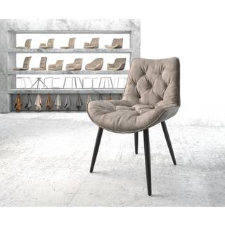 Esszimmerstuhl Taimi-Flex Mikrofaser Taupe Vintage 4-Fuß konisch Schwarz - Taupe, Schwarz