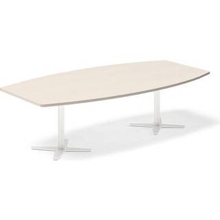 Office konferencebord bådformet 260x120cm birk med hvid stel
