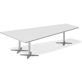 Office konferencebord trapezformet 320x180cm Lysgrå med alugråt stel