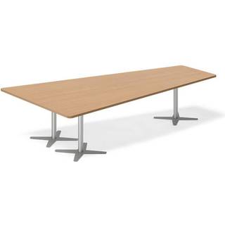 Konferencebord DNA, Bøg 3200x1800 mm trapezformet, Alugrå understel