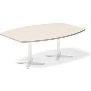 Konferencebord DNA, Birk 2000x1200 mm bådformet, Hvid understel