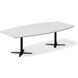 Konferencebord DNA, Lysgrå 2600x1200 mm bådformet, Sort understel