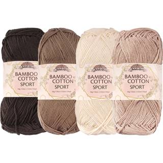 Jubileeyarn bambus bomuldssport garn - 50g/skein - nuancer af brune - 4 Skeins