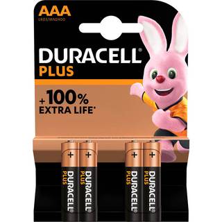 Batteri Duracell AAA / LR03 Plus Power AAA batteri 4 stk. 3466 - Unisex - Lithium