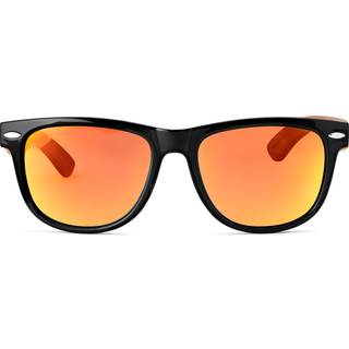 Sorte & Gule Retro Polariserede Solbriller med Brillestænger i Træ