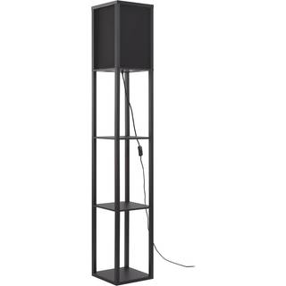 Lindby gulvlampe Birta, hylde, træ, sort, 159 cm