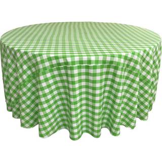 La Linen Polyester Gingham Checkered 120-tommer rund dug White and Lime