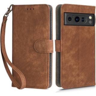 SKALO Google Pixel 8 Pro Flip Cover m. pung i PU-læder - Brun