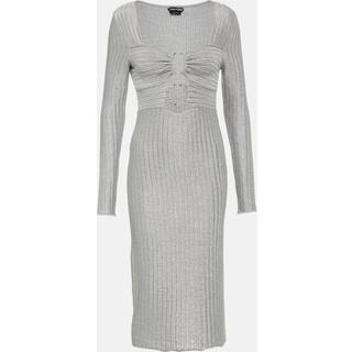Tom Ford Metallic cotton and wool midi dress - silver - S