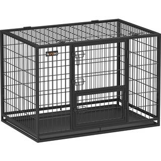Kraftig Hundekasse Kæledyrskasse 42 X 27,5 X 29,5 Tommer til Store og Mellemstore Hunde Sikker 2 Aftagelige Låger Let At Rengøre Hvalpeløb Xl Sort