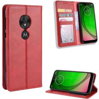 Motorola Moto G7 Play vintage læder etui - Rød