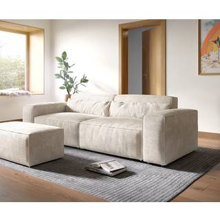 Big-Sofa Sirpio XL 270x130 cm Cord Beige mit Hocker - beige