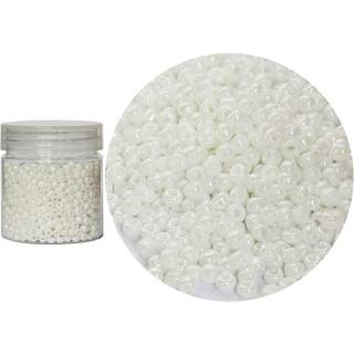 Bala & Fillic uigennemsigtig hvid perlefarve 4 mm fr?perler omkring 1400stk i kasse 6/0 glas h?ndv?rksfr?perler til smykker, der fremstiller hul