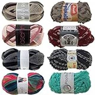 Jubileeyarn Fishnet & Pom Pom Fishnet Yarn - 70% Akryl 30% polyamid 100G/Skein - Variety Pack - 3 Skeins