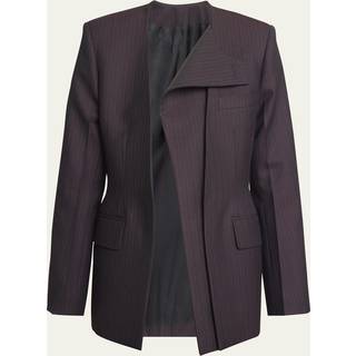 Victoria Beckham Herringbone chalk stripe blazer - brown - XS