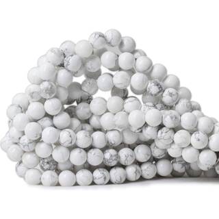 Chaviansk 8mm 45 pcs Natural White Howlite Gemstone Round Loose Stone Perles til smykker, der fremstiller DIY -h?ndv?rksdesign 1 streng 15 """"