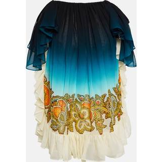 Etro Off-shoulder printed silk minidress - blue - XXS