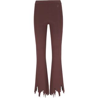 JW Anderson Ribbed-knit distressed slim pants - brown - XXS