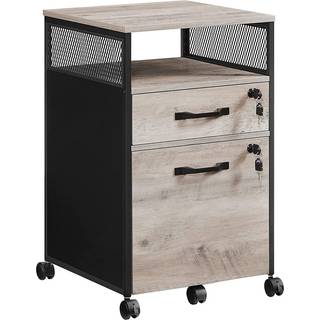 Vasagle ofC077B02 Låsbar arkivskab Office Cabinet med skuffer, universelle hjul, DIN A4 og brevformat, åbent rum, stålramme, grå sort