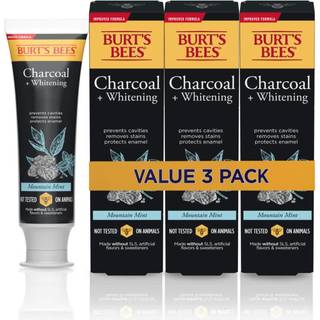 Burt's Bees Tandpasta med Aktivt Kul og Fluorid - Bjergmynte, Naturlig Smag, 3 4,7 oz, SLS-fri og Dyrefri