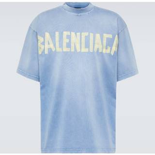 Balenciaga - Oversized Distressed Logo-Print Cotton-Jersey T-Shirt - Men - Blue - S