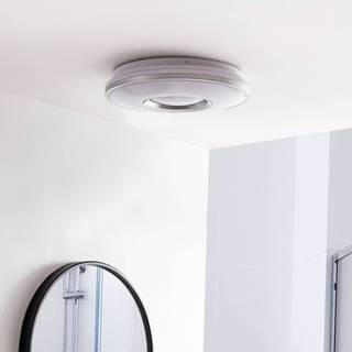 Lindby LED-loftlampe Furgo, sølv/hvid, plast, IP44