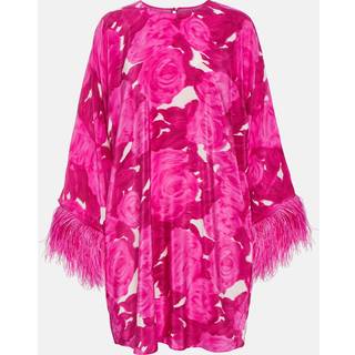 Valentino Floral feather-trimmed silk minidress - pink - XS