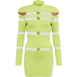 Balmain Turtleneck mesh-paneled minidress - green - XXXL
