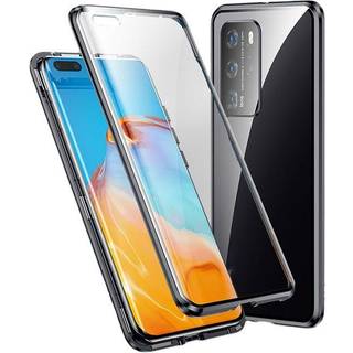 Dobbeltsidet mobilcover med hærdet glas - Huawei P40 - Sort
