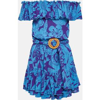 Poupette St Barth Bella printed off-shoulder minidress - blue - L