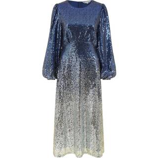 Yumi Yumi Blue Sequin Ombre Long Sleeve Midi Dress