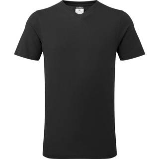 T-shirt med v-hals i bomuld - Sort (Størrelse: XXL)