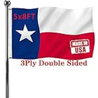 Jayus 3Ply Texas State Flag 5x8 Udendørs- Heavy Duty Double-Sided Republic of Texas Flags Bannere- livlige farver UV-resistente TX-flag med 3 mes