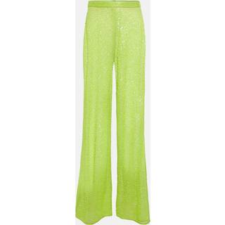 Self-Portrait Wide-leg sequined pants - green - XXS